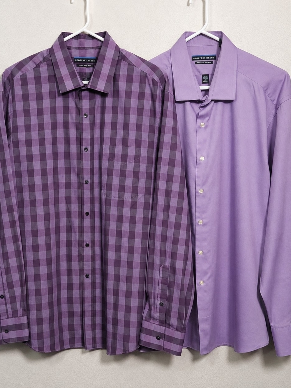 Geoffrey Beene Men’s Dress Shirts Size 18 34/35 2-Shirt Bundle - Fitted Purple